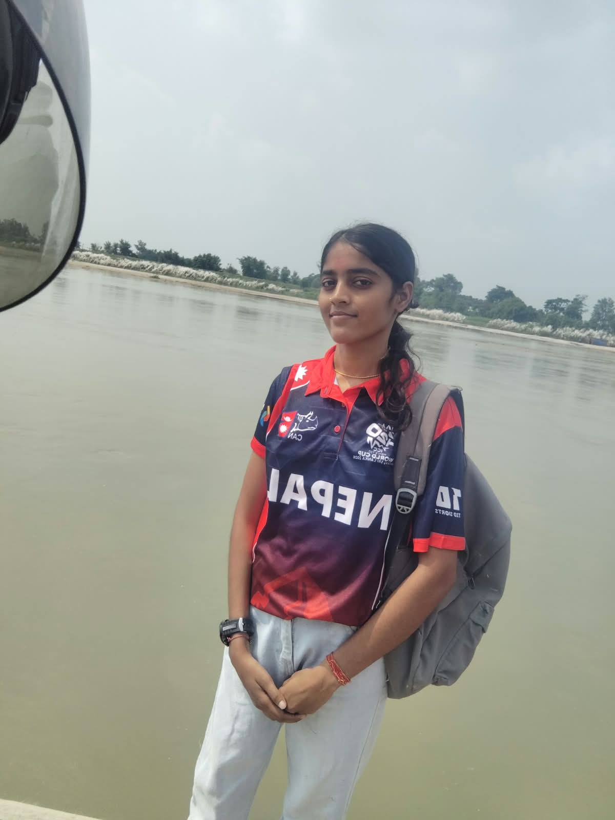 Khushbu Smiling Leaning on Bike
